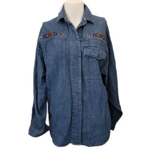 90's southwestern denim button up shirt thick trib